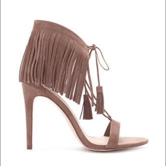 Tan Suede Fringe Tassel Heels - Picture 3 of 6